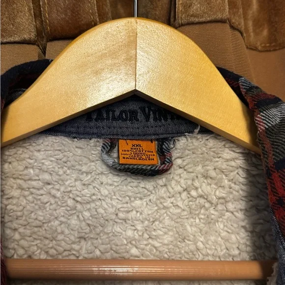 Tailor Vintage Red and Black Plaid Jacket with Sherpa Lining - Picture 3 of 3